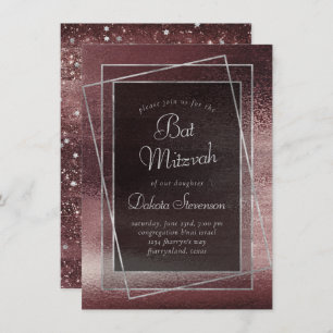 Invitación Relieve metalizado Glitzy   Rosa Gold Rubor Glam B