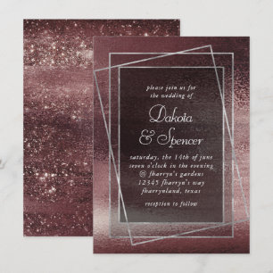 Invitación Relieve metalizado Glitzy   Rosa Gold Rubor Glam F
