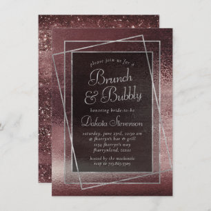 Invitación Relieve metalizado Glitzy Rosa Rubor Glam Bubbly