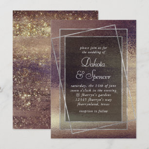 Invitación Relieve metalizado Glitzy Terracotta Dusty Naran