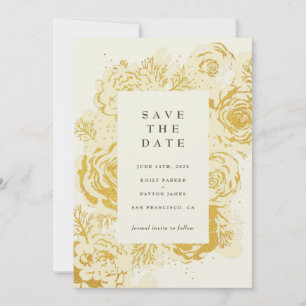 Invitación Relieve metalizado Gold Blooms FAUX