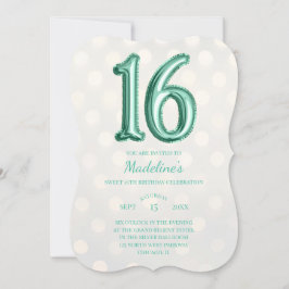 Invitación Relieve metalizado Gold Bokeh Mint Green Faux 16 c