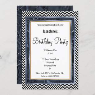 INVITACIÓN RELIEVE METALIZADO METÁLICO BLUE LAYER CHEVRON CUM