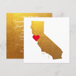 Invitación Relieve metalizado Metálico de Oro Boda de Califor