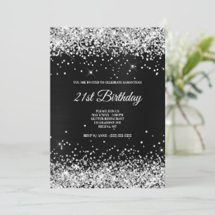 Invitación Relieve metalizado negro gris oscuro Purpurina fin