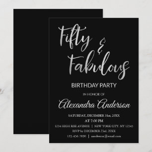 Invitación Relieve metalizado plateado Cincuenta y Fabuloso