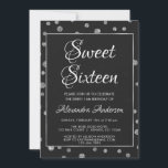 Invitación Relieve metalizado plateado Confetti Polka Dots Sw<br><div class="desc">El Relieve metalizado plateado Confetti Polka Dots Sweet 16 Birthday Party Invitation para una fiesta de cumpleaños 16. Esta invitación es perfecta para una fiesta de cumpleaños Black and Silver Glam Sweet 16. Póngase en contacto con el diseñador para obtener elementos coincidentes personalizados.</div>