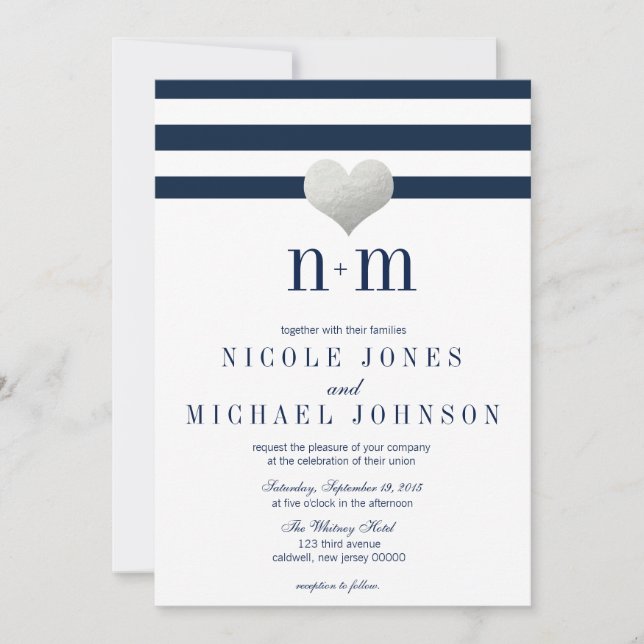 Invitación Relieve metalizado plateado Corazón + Trazos Invit (Anverso)