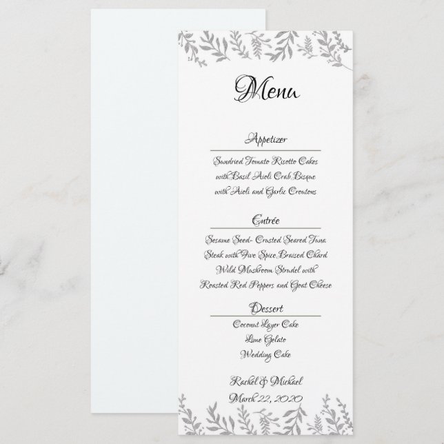 Invitación Relieve metalizado plateado de Moda deja la carta  (Anverso / Reverso)