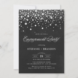 Invitación Relieve metalizado plateado falso Confetti Chalkbo