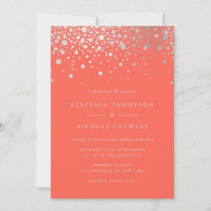 Invitación Relieve metalizado plateado falso Confetti Dots Co
