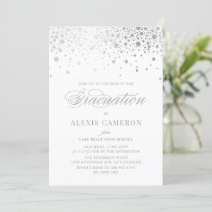 Invitación Relieve metalizado plateado falso Confetti Dots Gr