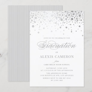 Invitación Relieve metalizado plateado falso Confetti Dots Gr