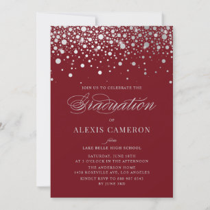 Invitación Relieve metalizado plateado falso confetti hace gr