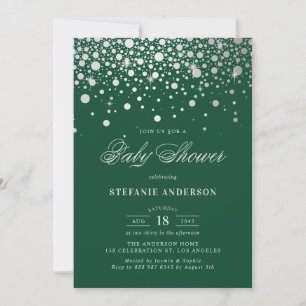 Invitación Relieve metalizado plateado falso confetti puntos