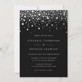 Invitación Relieve metalizado plateado falso confetti puntos