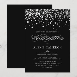 Invitación Relieve metalizado plateado falso confetti puntos