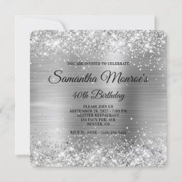 Invitación Relieve metalizado plateado Purpurinoso Fancy Mono