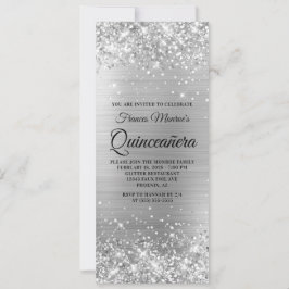Invitación Relieve metalizado plateado Purpurinoso Quinceañer