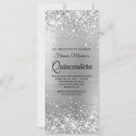 Invitación Relieve metalizado plateado Purpurinoso Quinceañer