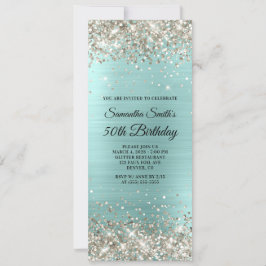 Invitación Relieve metalizado Platinum Purpurina Pale Turquoi