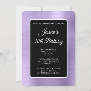 Invitación Relieve metalizado púrpura pálido negro y blanco 3