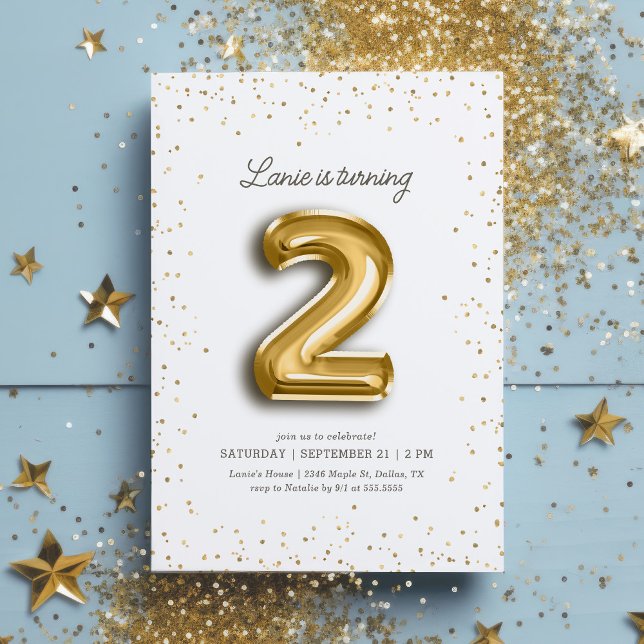Invitación Relieve metalizado Purpurina de oro moderno globo  (Subido por el creador)