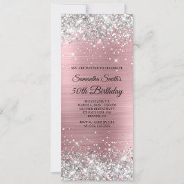 Invitación Relieve metalizado rosa claro Purpurina plateado 5