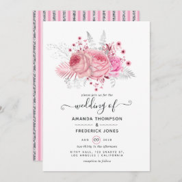 Invitación Relieve metalizado rosa y falso y Purpurina   Plat