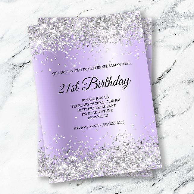Invitación Relieve metalizado satinado Purpurina Lavender Sat (Subido por el creador)