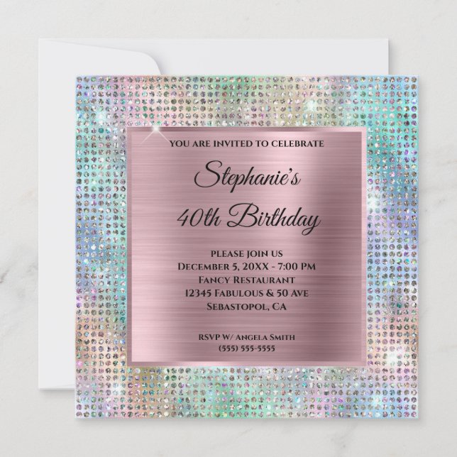 Invitación Relieve metalizado tachado de diamante irlandés ro (Anverso)
