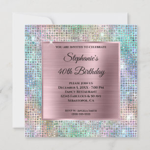 Invitación Relieve metalizado tachado de diamante irlandés ro