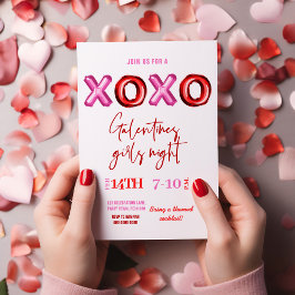Invitación Relieve metalizado XOXO Galentines chicas Invitac