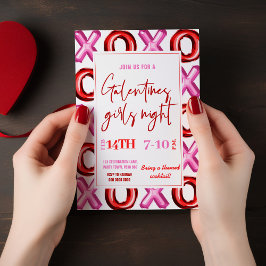 Invitación Relieve metalizado XOXO Galentines chicas Invitac