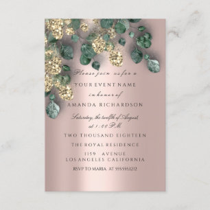 Invitación Relieves metalizados de Eucalyptus Greenery Rosa G