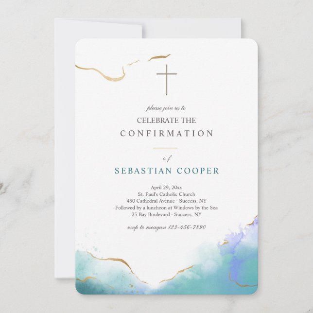 Invitación religiosa a acuarela de moda (Anverso)