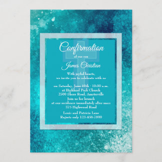 Invitación religiosa azul glaciar