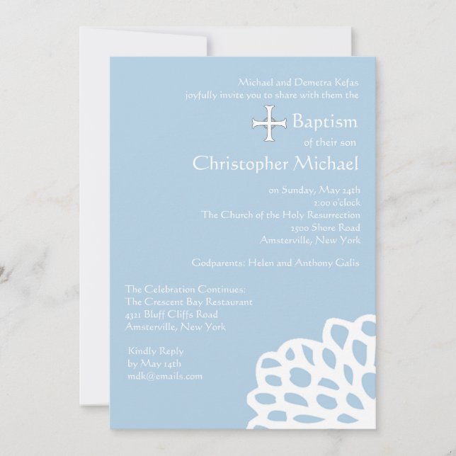 Invitación religiosa blanca de encaje (Anverso)