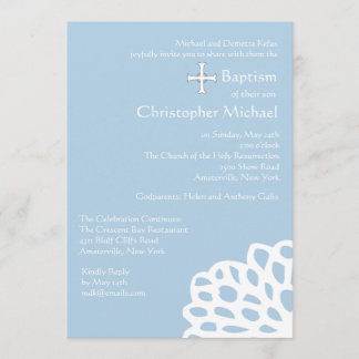 Invitación religiosa blanca de encaje