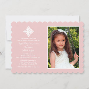 Invitación religiosa con cruz reverente y foto