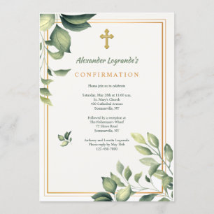 Invitación religiosa con vegetación