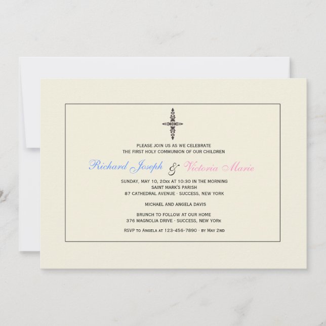Invitación religiosa crema (Anverso)
