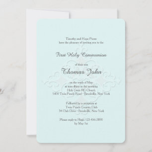 Invitación Religiosa Cruz Reverente Azul