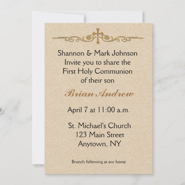 Invitación religiosa cruzada de oro (Anverso)