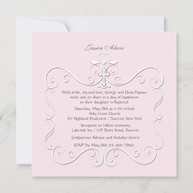 Invitación religiosa de color rosa oscuro (Anverso)