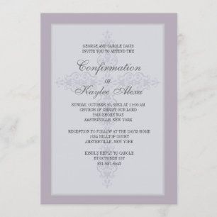 Invitación religiosa de cruz de lavanda