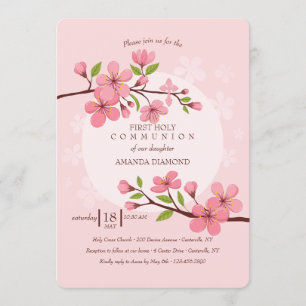 Invitación Religiosa de Flores de Cerezo