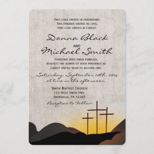 Invitación religiosa de la boda de tres cruces