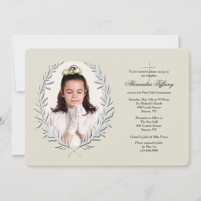 Invitación religiosa de la foto botánica del marco (Anverso)