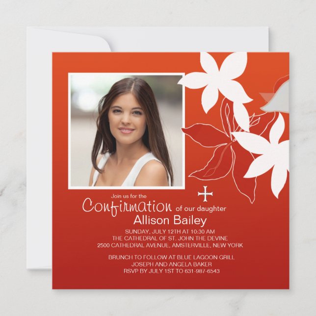 Invitación religiosa de la foto del lirio de la (Anverso)